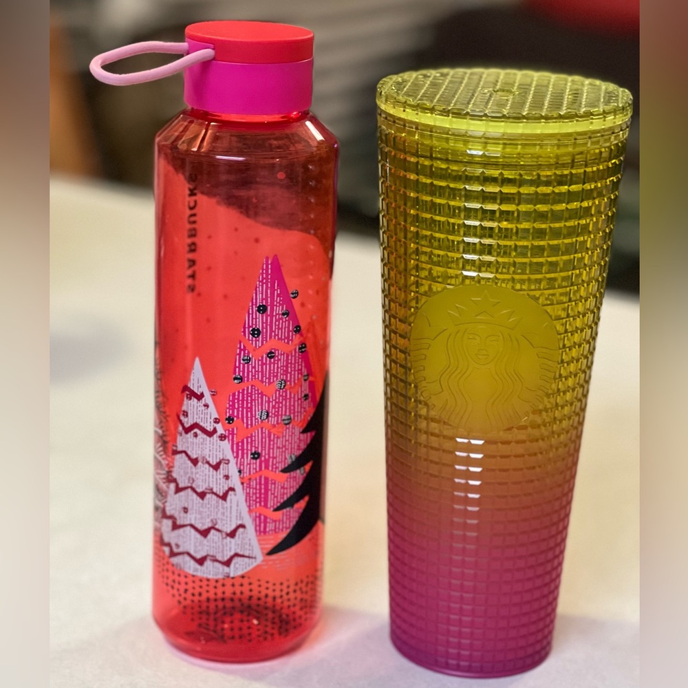 Starbucks bottle and cup
